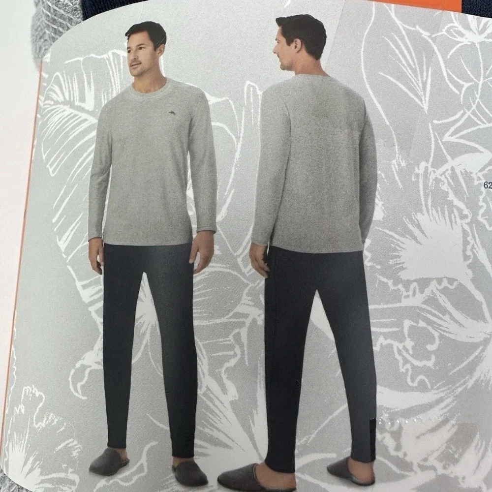 Tommy Bahama Pajamas Men's XXL Blue Grey Waffle Lounge Set 2-Piece Pants Shirt